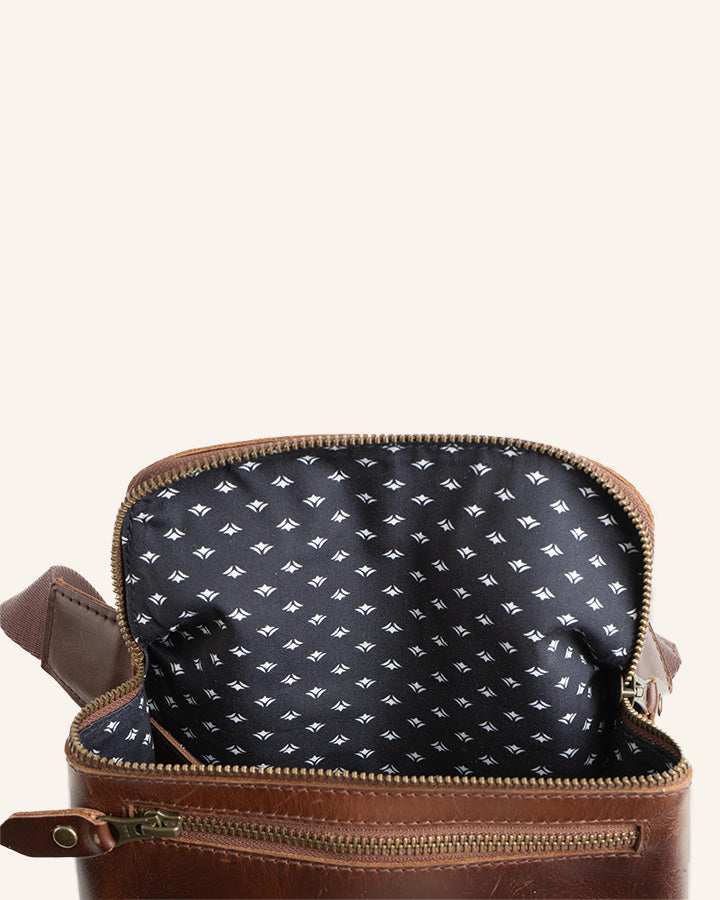 Leather Waist Bag Dash Brown | Dots