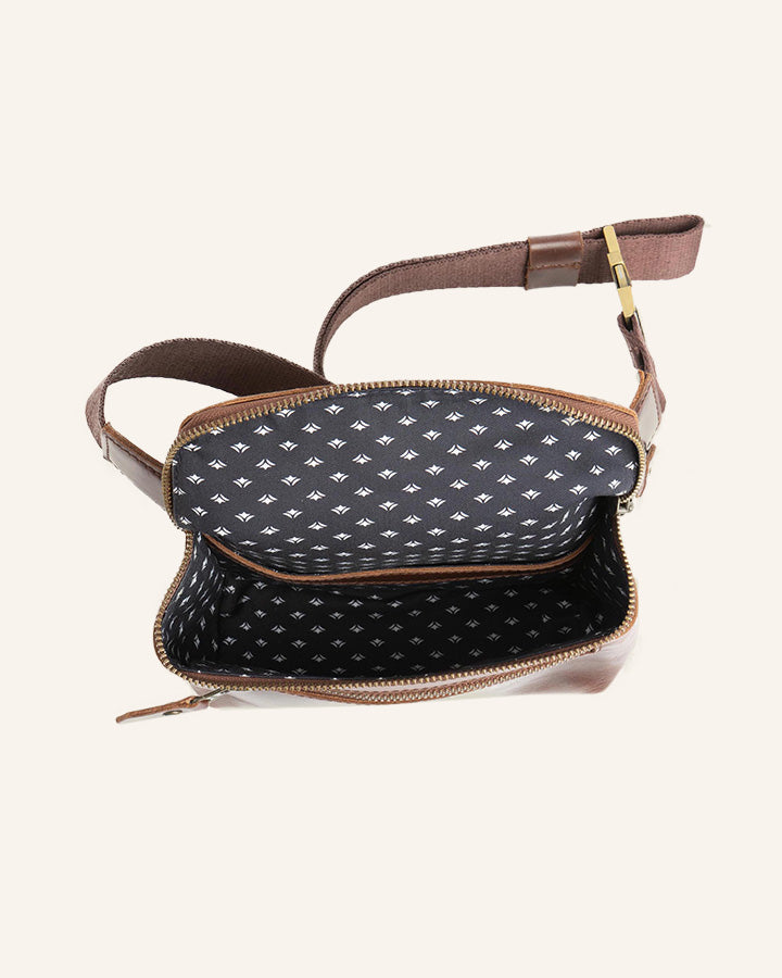 Leather Waist Bag Dash Brown | Dots