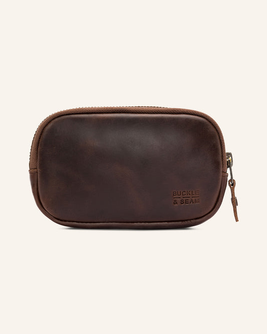 Leather Zip Pouch Karbon