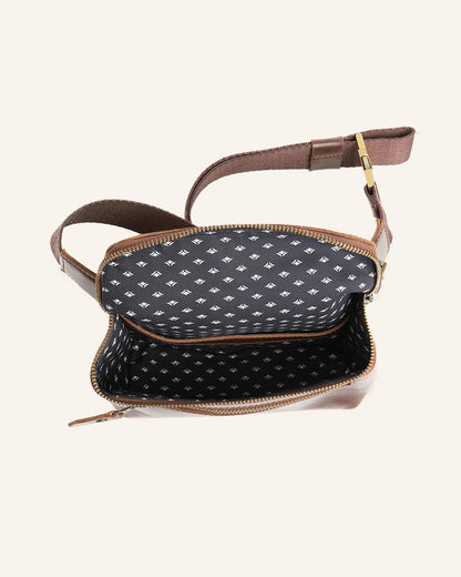 Leather Waist Bag Dash Brown | Dots