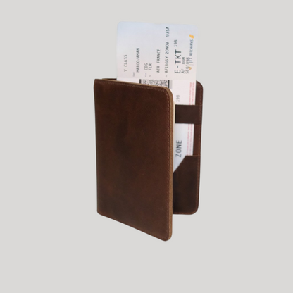 Leather Passport Holder Concorde Brown