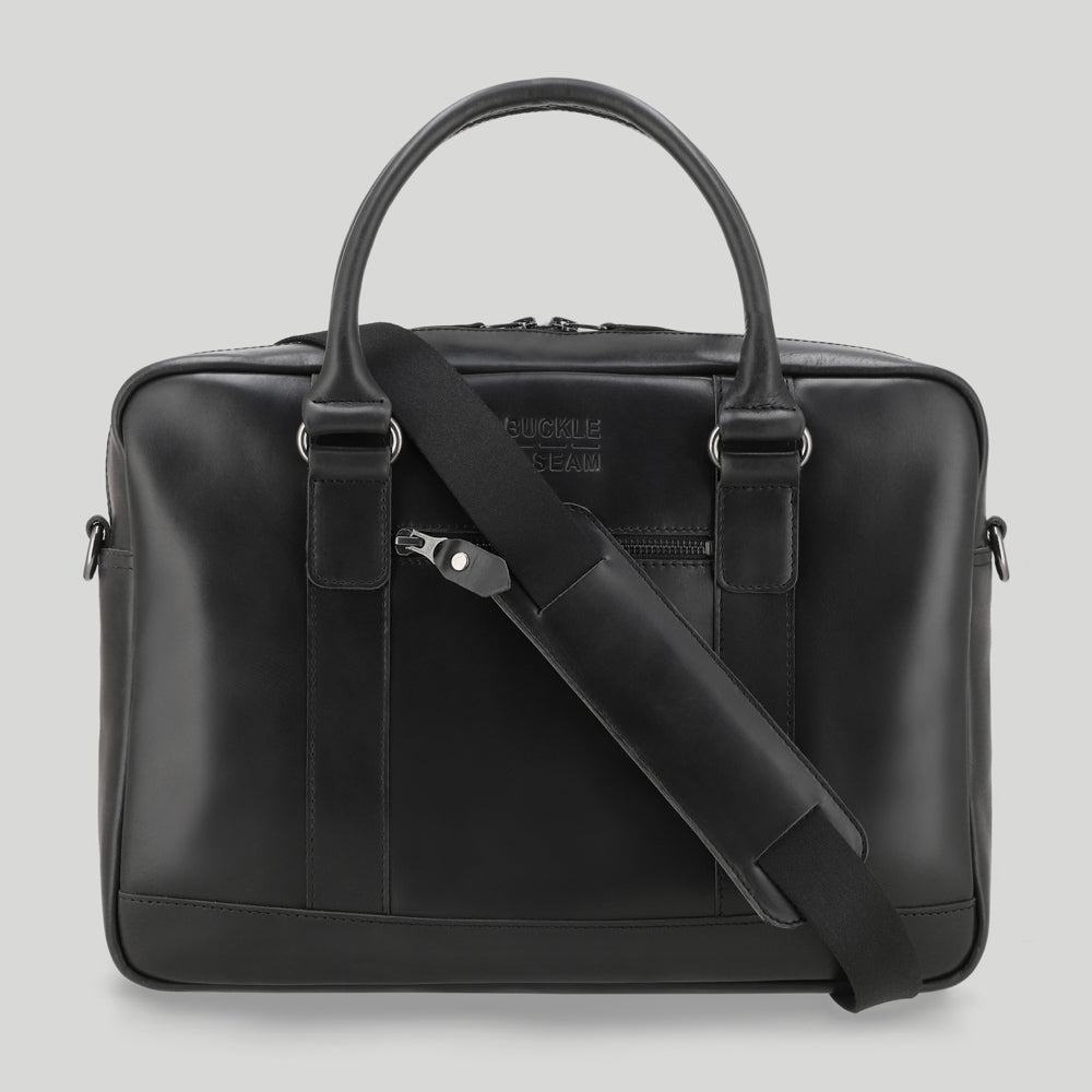 Leder Business Briefcase Everett Buckle and Seam