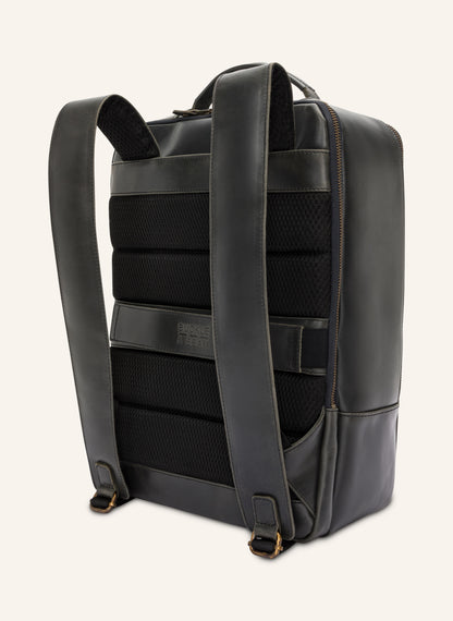 Leder Rucksack Leon Anthracite | Gelb