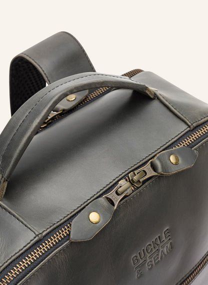 Leder Rucksack Leon Anthracite | Gelb